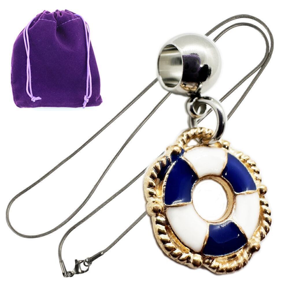Life Saver Necklace (Blue) - Stainless Steel Chain Necklace